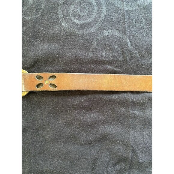Vintage 60’s/70’s Leather Belt With Double Solid Brass Buckle. Daisy Cutout. OS. - Picture 13 of 15